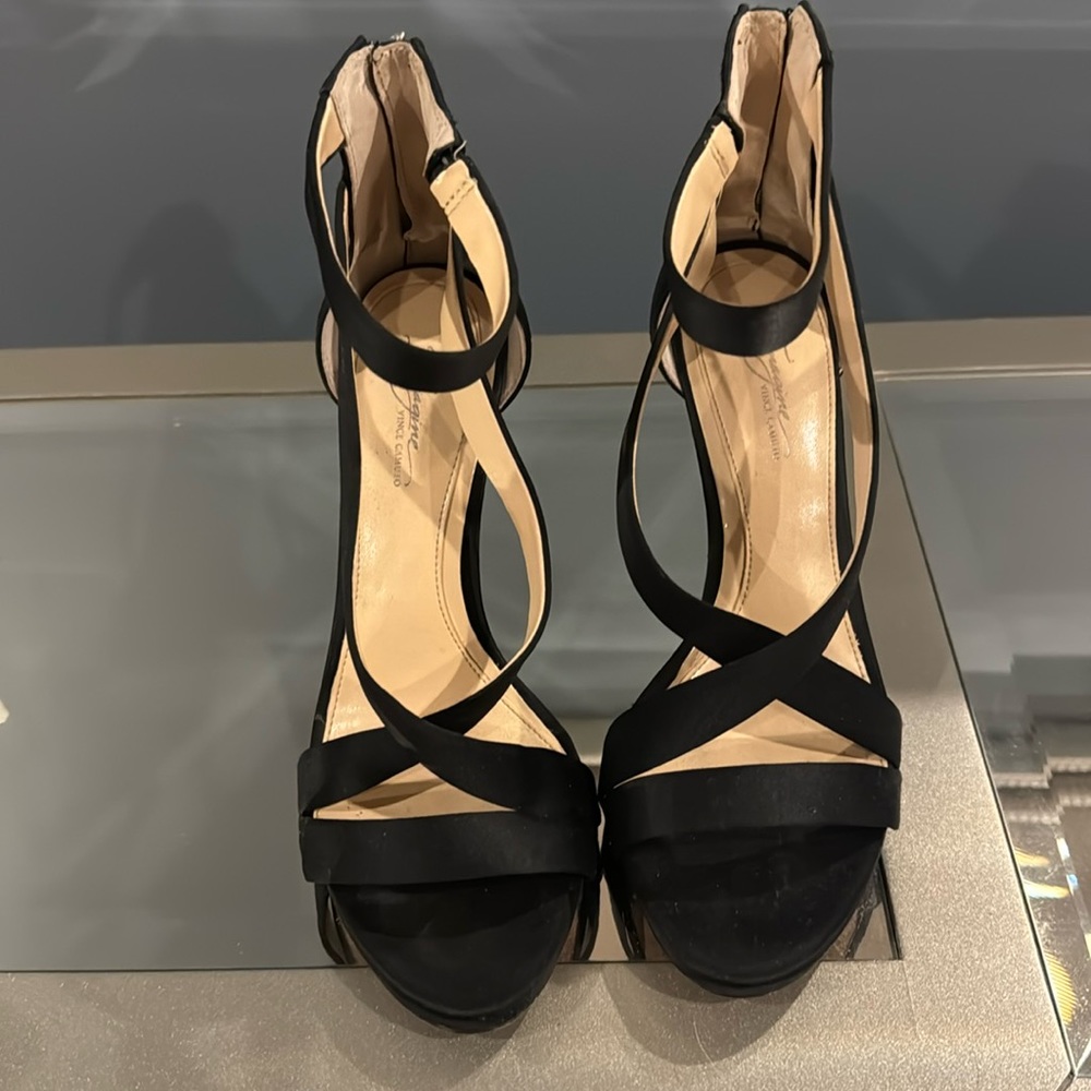 IMAGINE VINCE CAMUTO STILETTO SATIN ANKLE STRAP HIGH HEEL